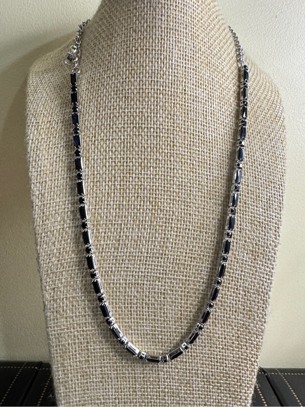 Black and Silver Tennis Link Necklace - Women Jewelry
